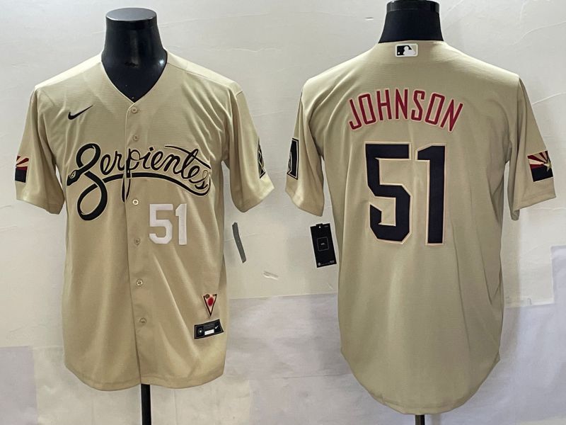 Men 2025 Arizona Diamondback 51 Johnson Cream City Edition Nike MLB Jersey style 4
